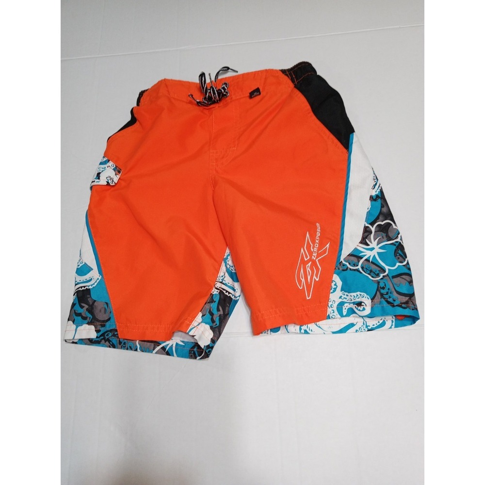ZeroXposur Boys L 7 Swim Trunks Orange Board Shorts Octopus Beach Surf